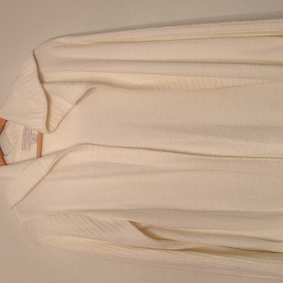 Barefoot Dreams Cozy chic lite knit long line hooded Open Cardigan Pearl Sz M - Picture 2 of 10